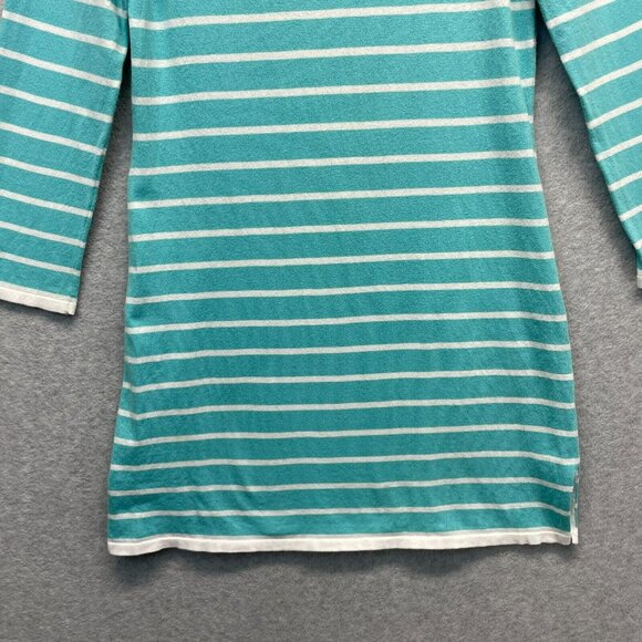 Sail to Sable Sweater Dress Womens Medium Teal Blue Preppy Nautical Striped - Picture 3 of 11